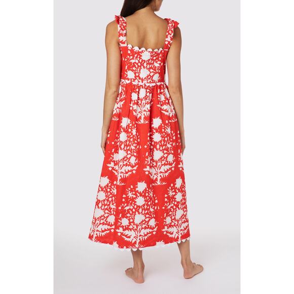 Tuckernuck Juliet Dunn Tie Shoulder Palladio Print Midi Dress - Picture 2 of 11